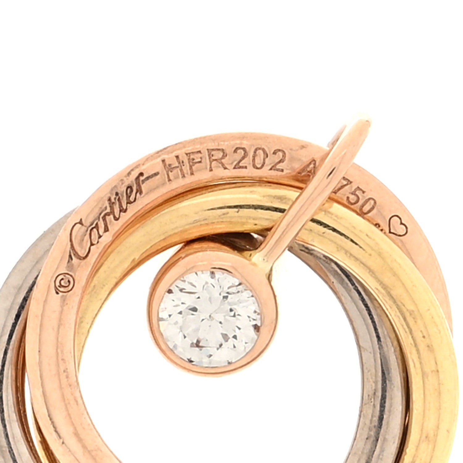 Cartier 18K Pink Yellow White Gold Diamond Trinity Drop Earrings 4 of 4