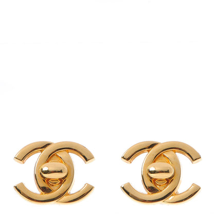 Chanel Metal CC Turnlock Clip On Earrings Gold 1 of 5
