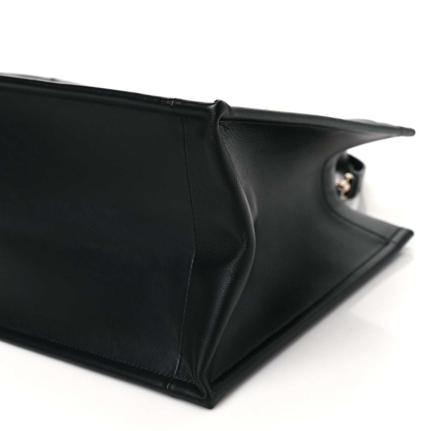 Calfskin Macro Cannage Medium Book Tote Black