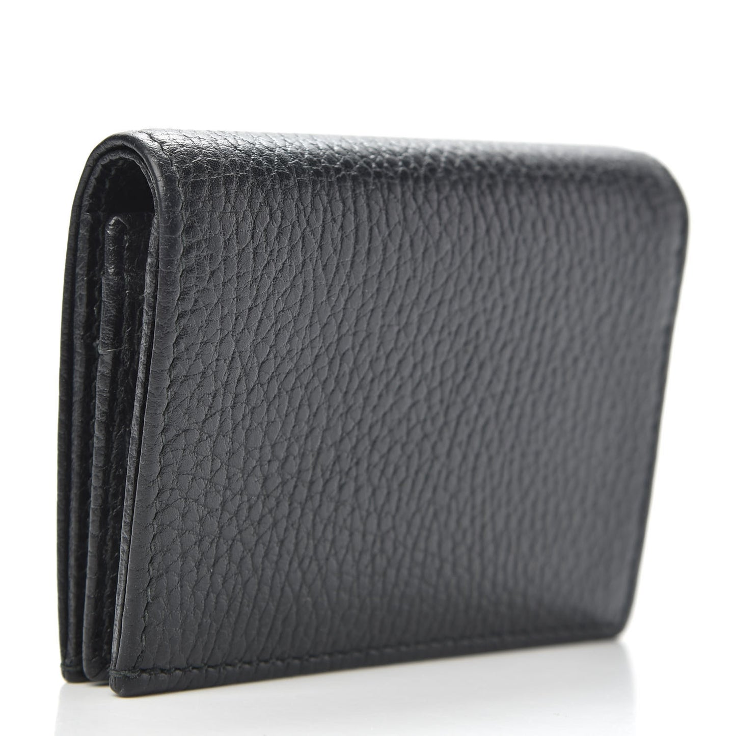 Pebbled Calfskin GG Marmont Card Case Black