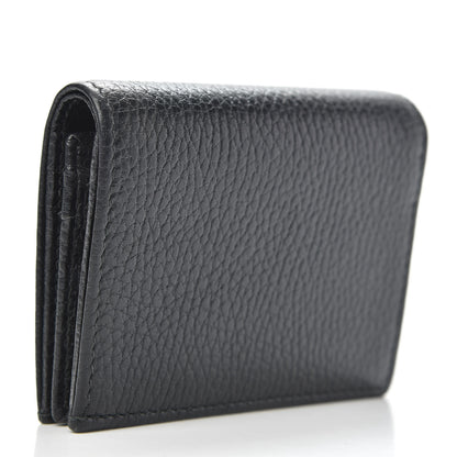 Gucci Pebbled Calfskin GG Marmont Card Case Black 3 of 10