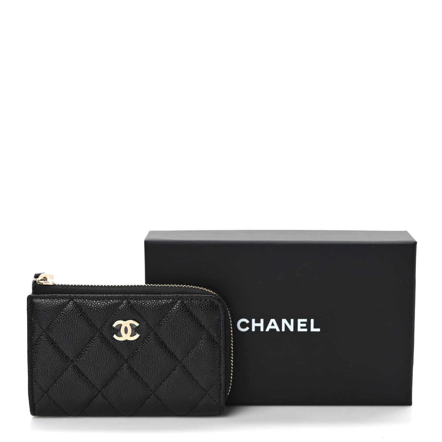 Caviar Quilted Zipped Key Holder Case Black