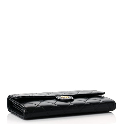 Chanel Lambskin Quilted Large Gusset Flap Wallet Black 4 of 9