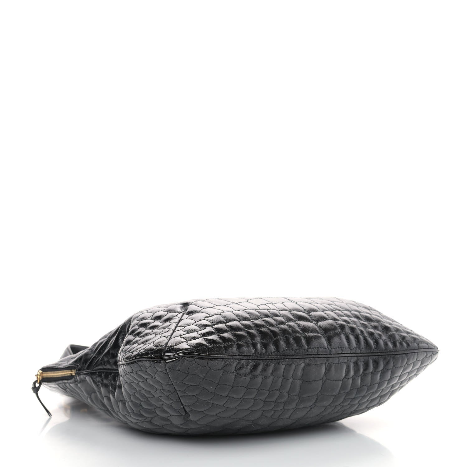 Saint Laurent Patent Crocodile Embossed Tribute Tote Black 4 of 13