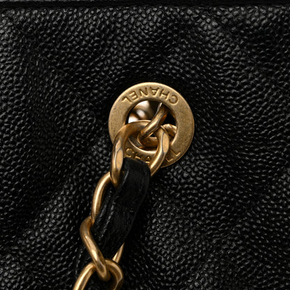 Chanel Caviar Quilted Small Trapezoid Chain Shopping Tote Black 12 of 12