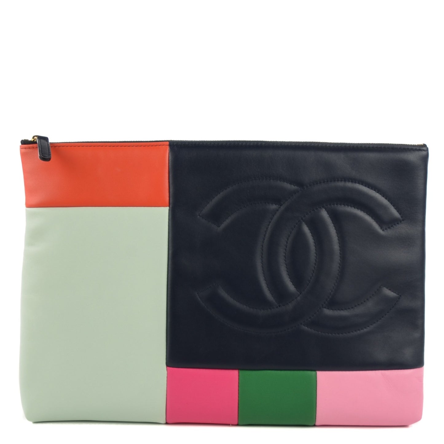 Lambskin Patchwork Large Cosmetic Case Multicolor