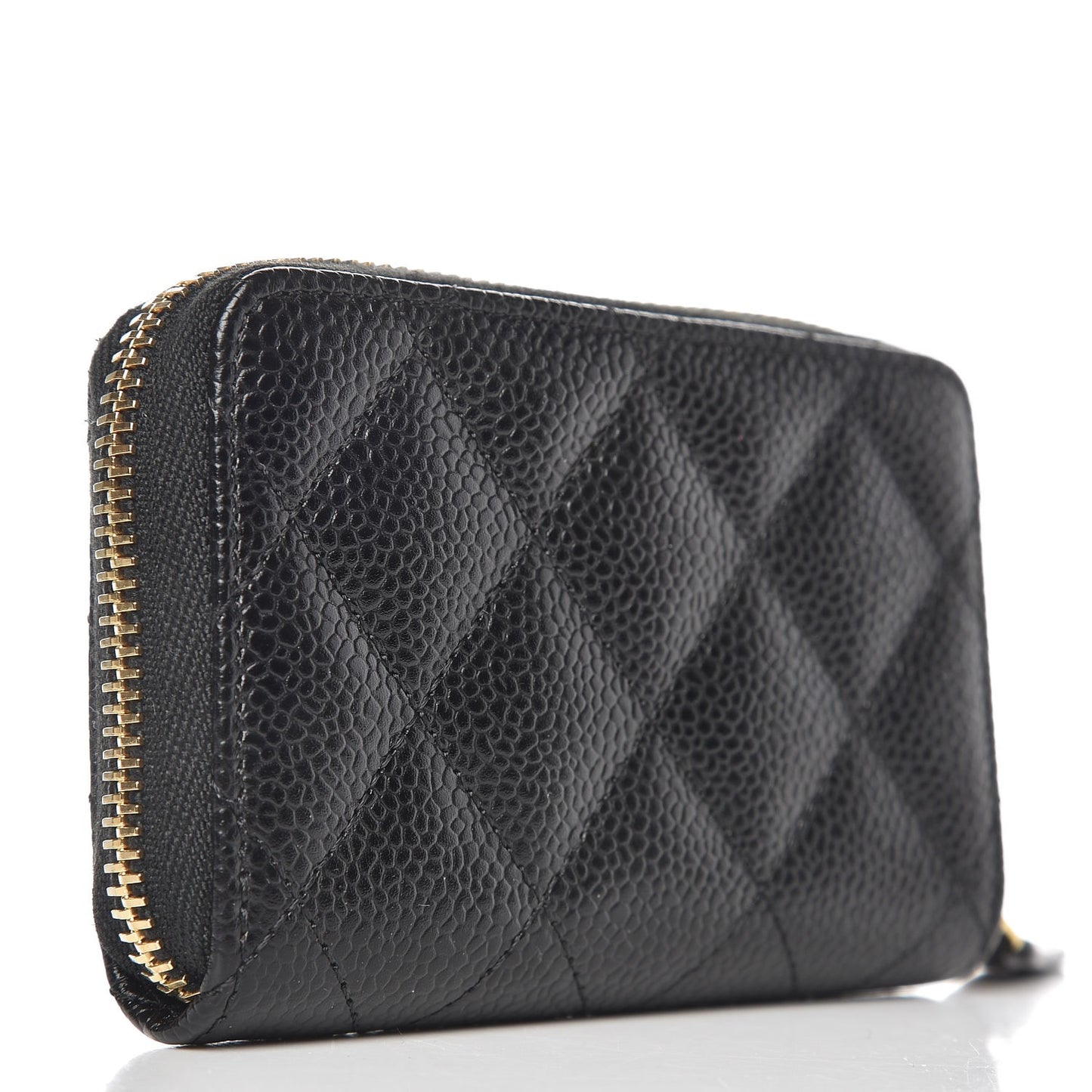 Caviar Quilted Zip Coin Purse Black