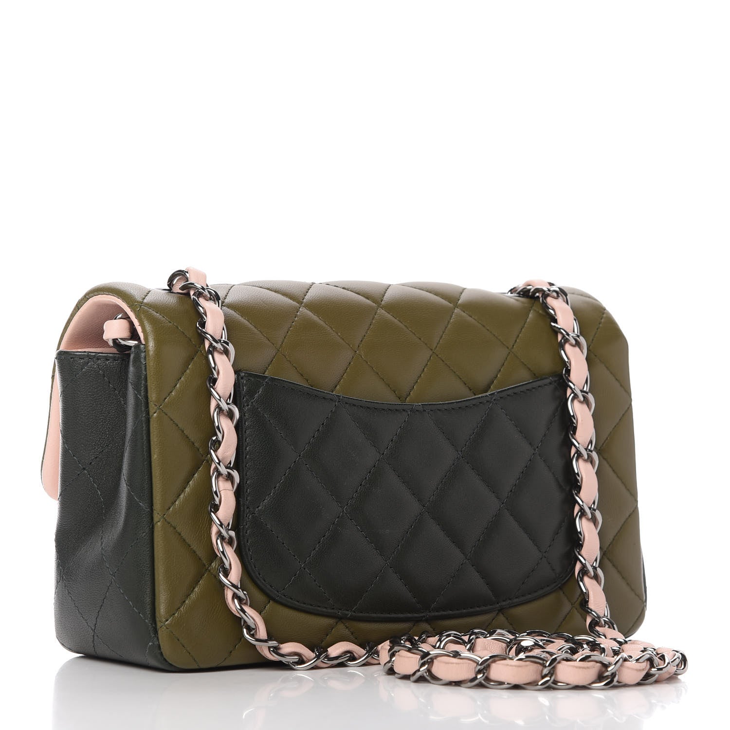 Chanel Lambskin Quilted Tri-Color Mini Rectangular Flap Green Pink 3 of 11