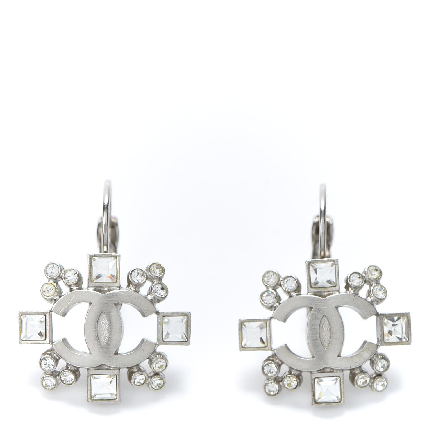 Chanel Crystal CC Earrings Silver 1 of 5