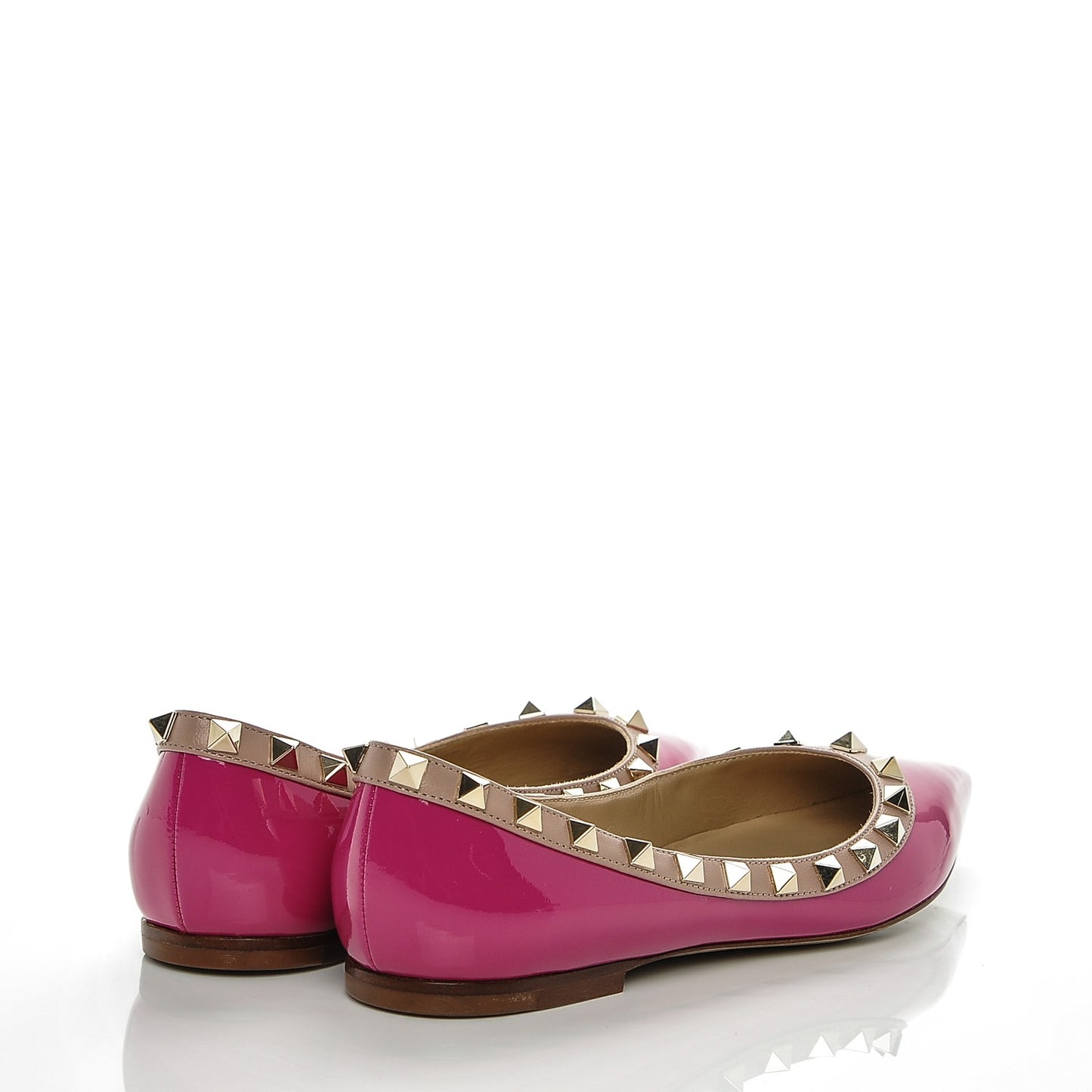 Patent Nappa Rockstud Ballerina Flats 35 Fuxia Poudre