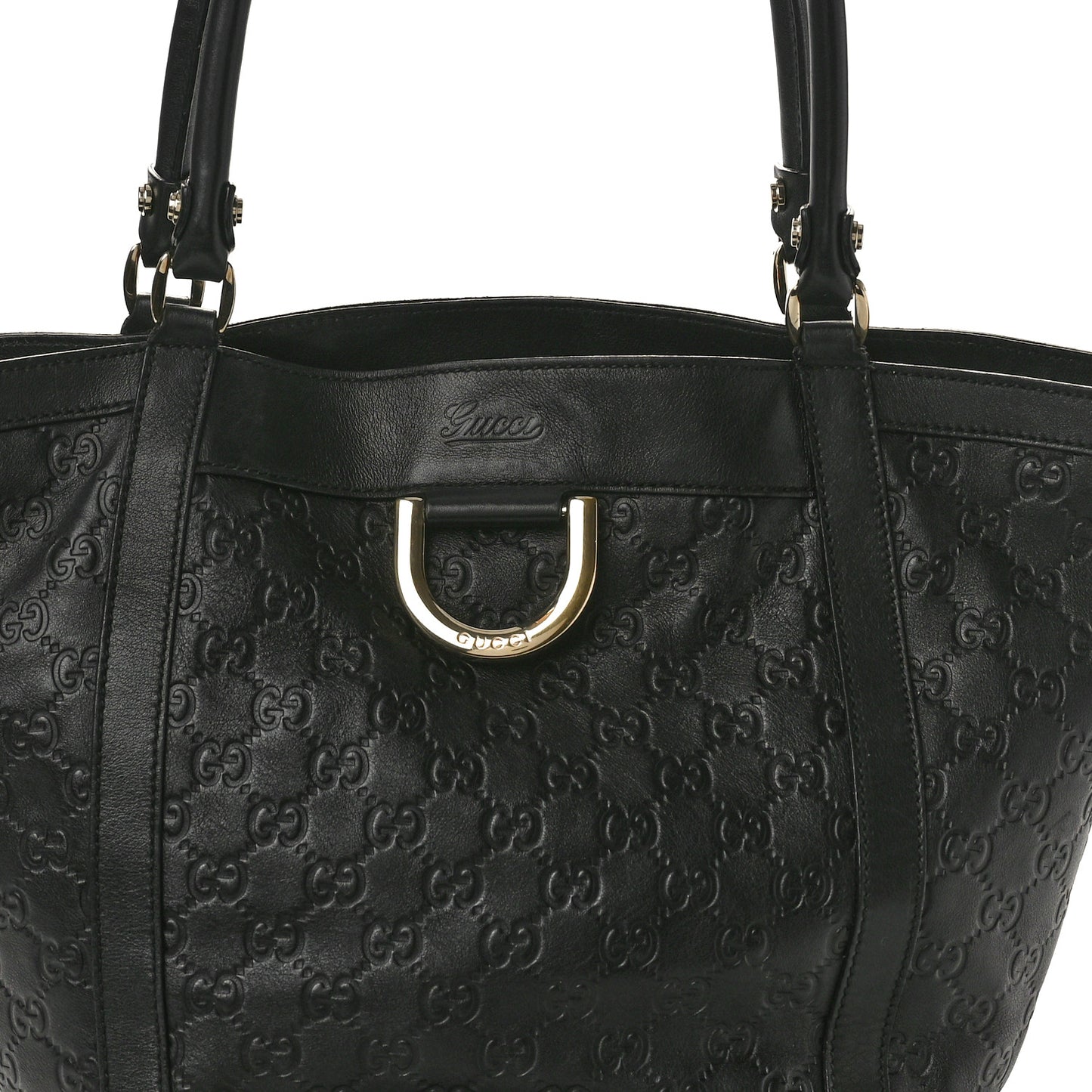 Guccissima Medium D Gold Tote Black