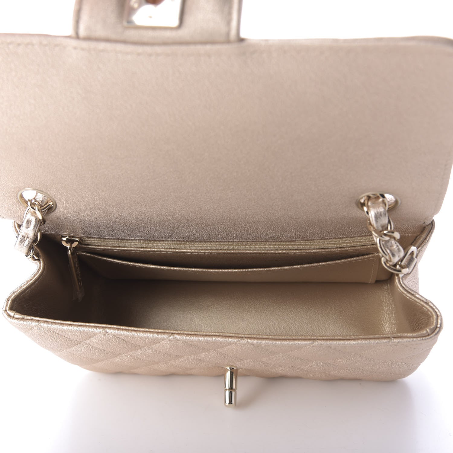 Chanel Metallic Lambskin Quilted Mini Rectangular Flap Gold 5 of 7