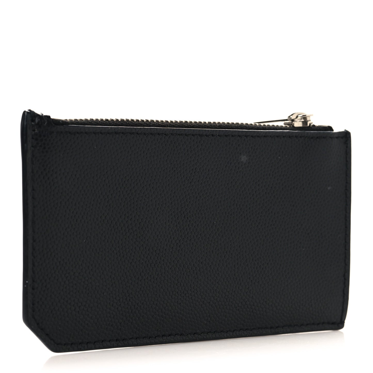 Grained Calfskin 5 Fragments Zip Pouch Card Holder Black