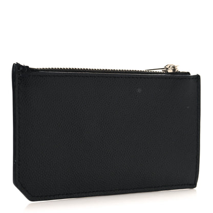 Saint Laurent Grained Calfskin 5 Fragments Zip Pouch Card Holder Black 3 of 8