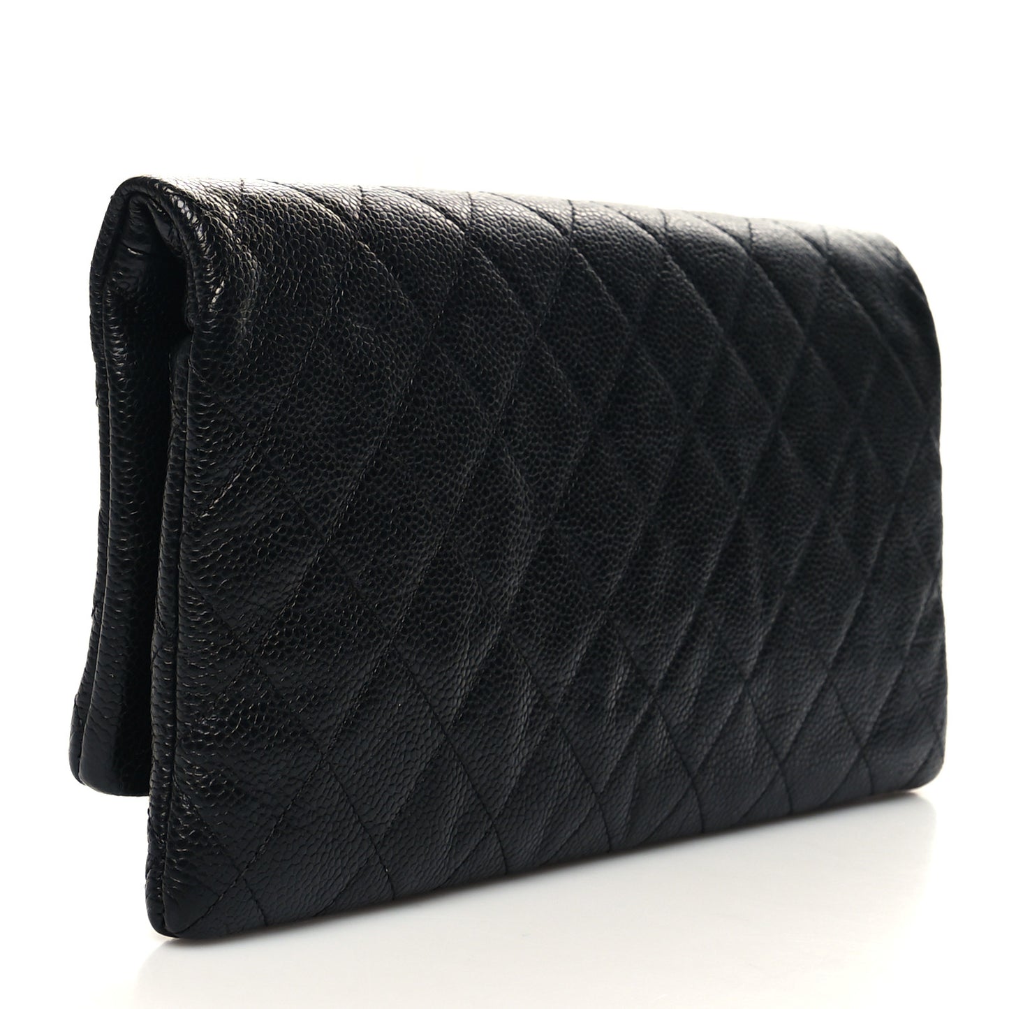 Caviar Quilted CC Beauty Clutch Black