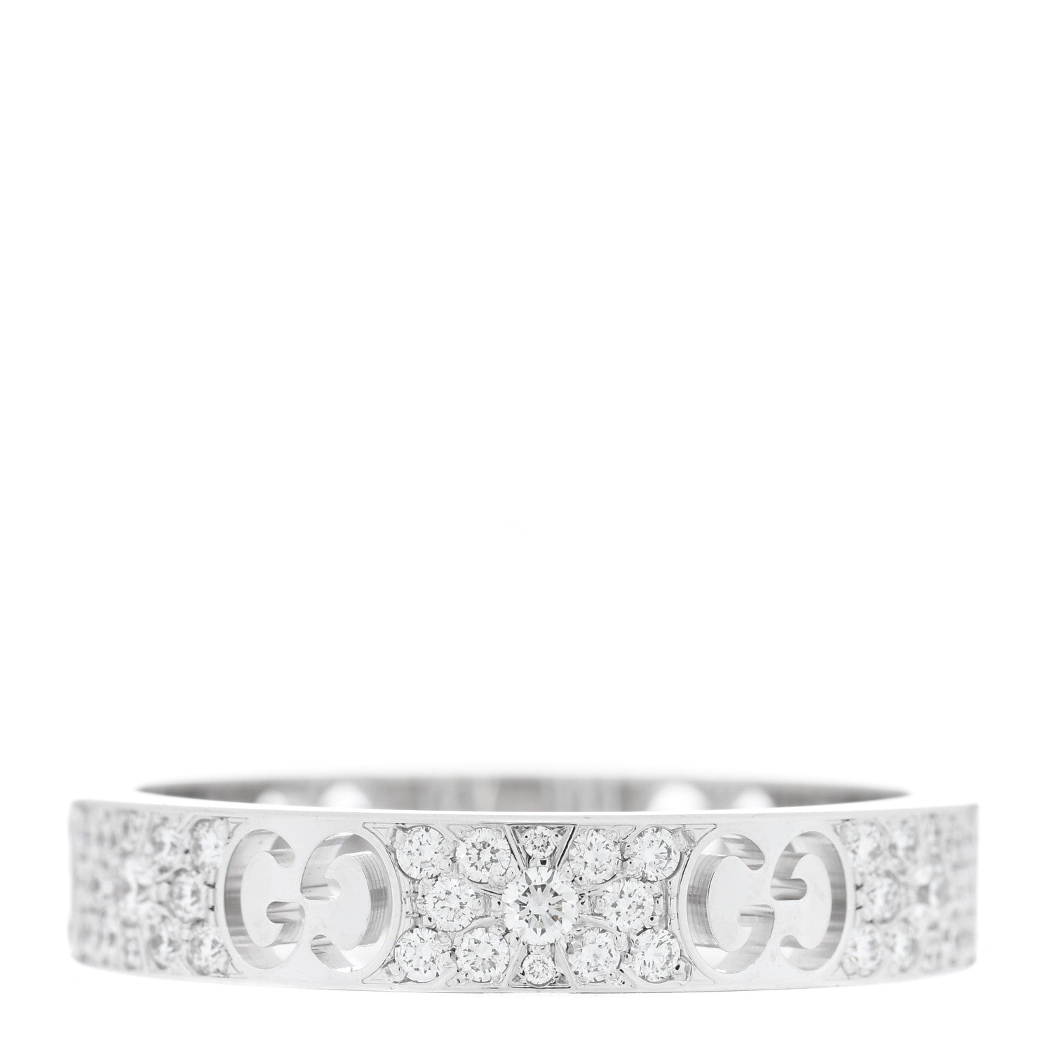 Gucci 18K White Gold Diamond Icon Stardust Band Ring 61 9.5 1 of 4