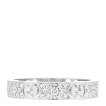 Gucci 18K White Gold Diamond Icon Stardust Band Ring 61 9.5 1 of 4