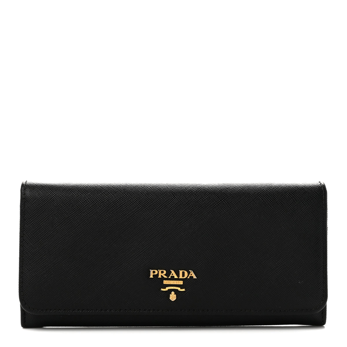 Prada Saffiano Metal Continental Flap Travel Wallet Black 1 of 8