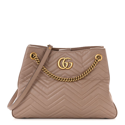 Gucci Calfskin Matelasse Medium GG Marmont Shoulder Tote Bag Porcelain Rose 1 of 14