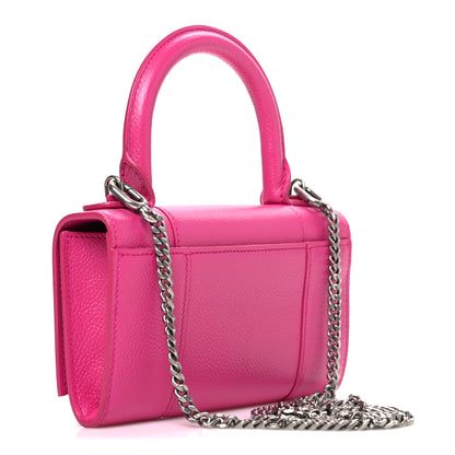 Balenciaga Grained Calfskin Tonal B Hourglass Top Handle Crossbody Phone Holder Fuchsia 3 of 10