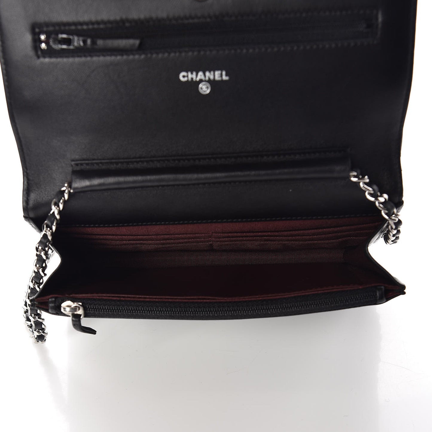 Lambskin Quilted Wallet On Chain WOC Black