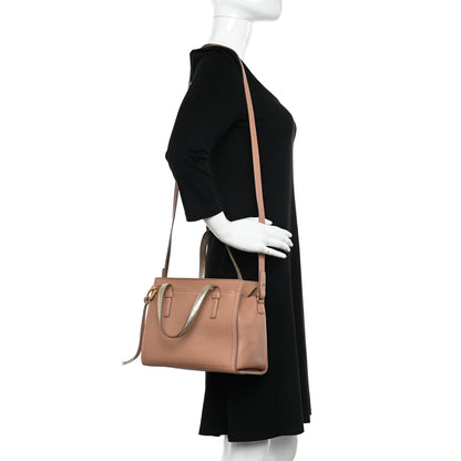 Salvatore Ferragamo Hammered Calfskin Double Handle Small Amy Tote Neutral Gold 2 of 21