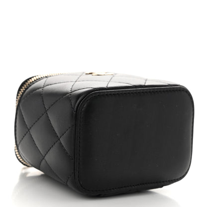 Chanel Lambskin Quilted Mini Vanity Case With Pearl Chain Black 4 of 10