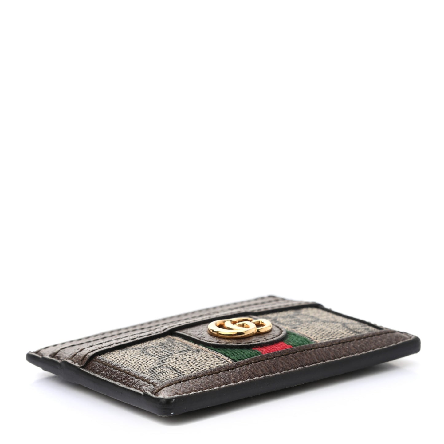 GG Supreme Monogram Textured Dollar Calfskin Ophidia Card Holder Beige Ebony New Acero