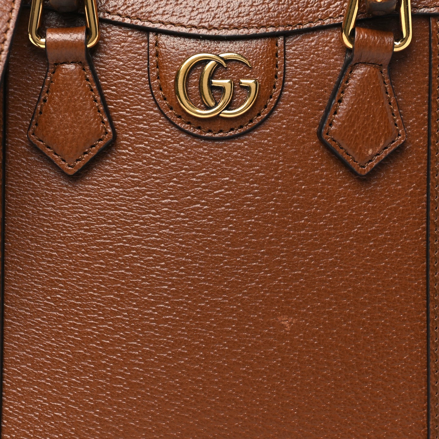 Textured Dollar Calfskin Mini Diana Tote Bag Cuir Black
