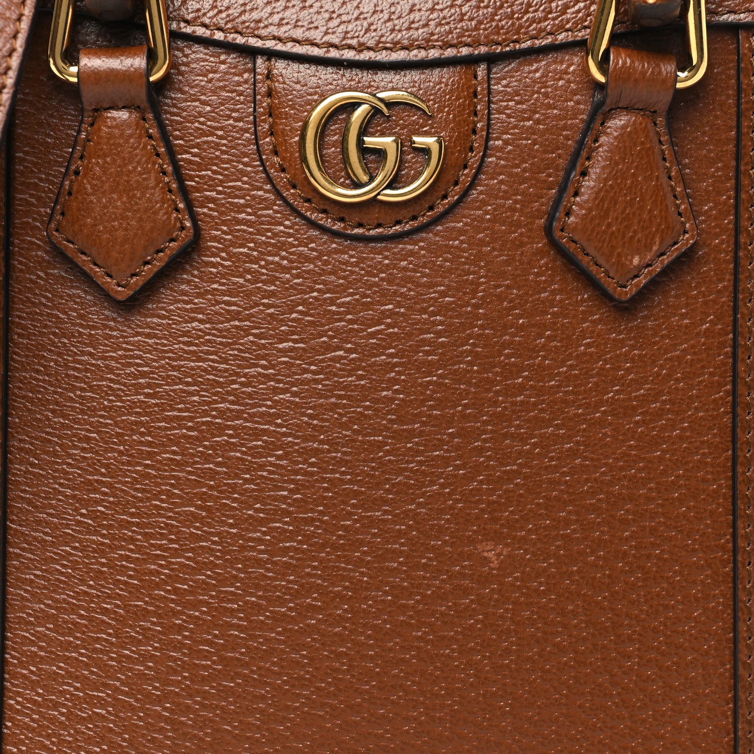 Gucci Textured Dollar Calfskin Mini Diana Tote Bag Cuir Black 8 of 10