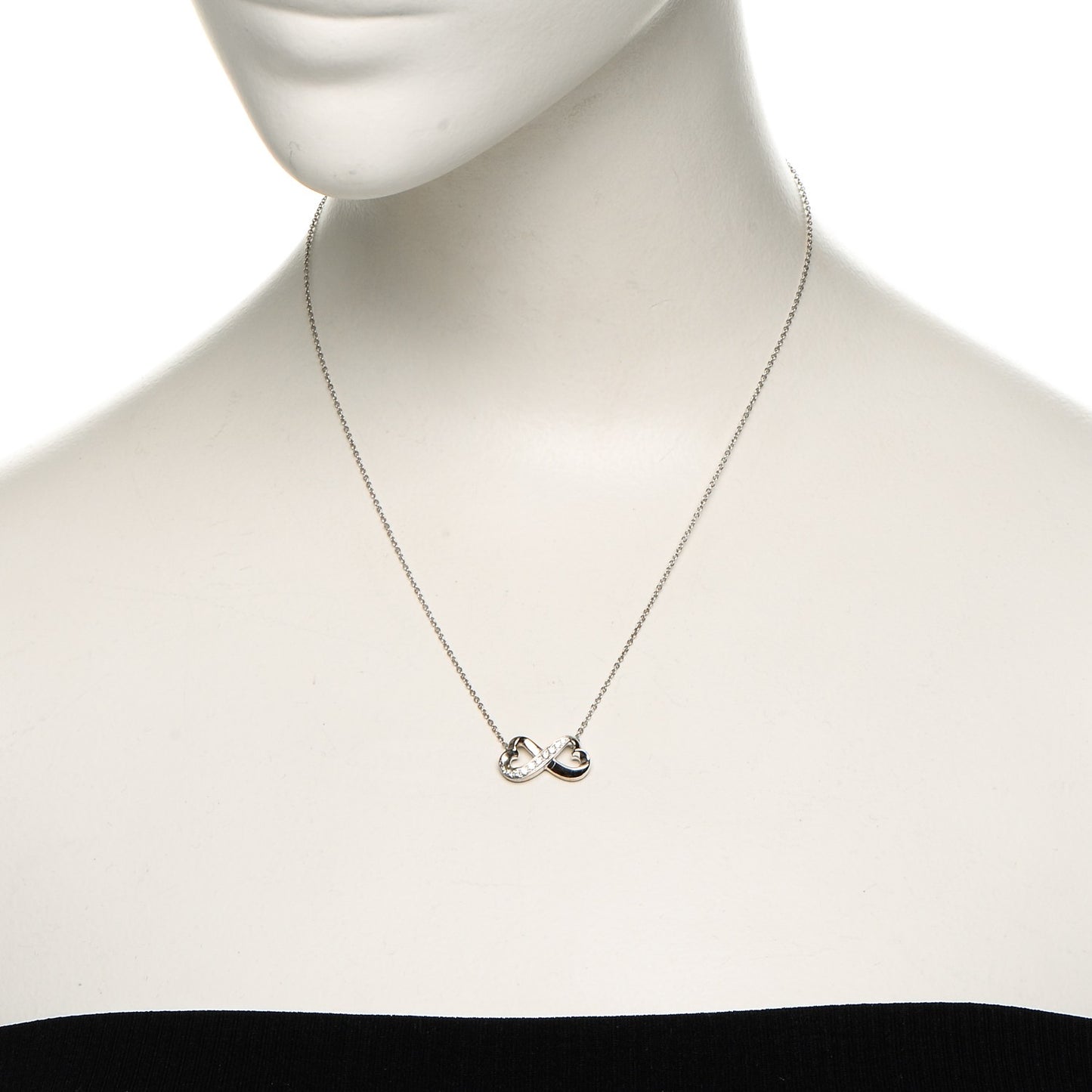 18K White Gold Diamond Paloma Picasso Double Loving Heart Necklace