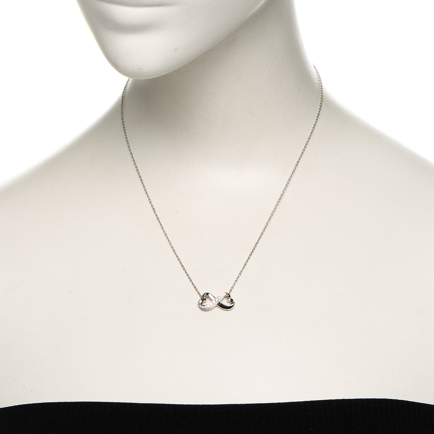 Tiffany 18K White Gold Diamond Paloma Picasso Double Loving Heart Necklace 2 of 5