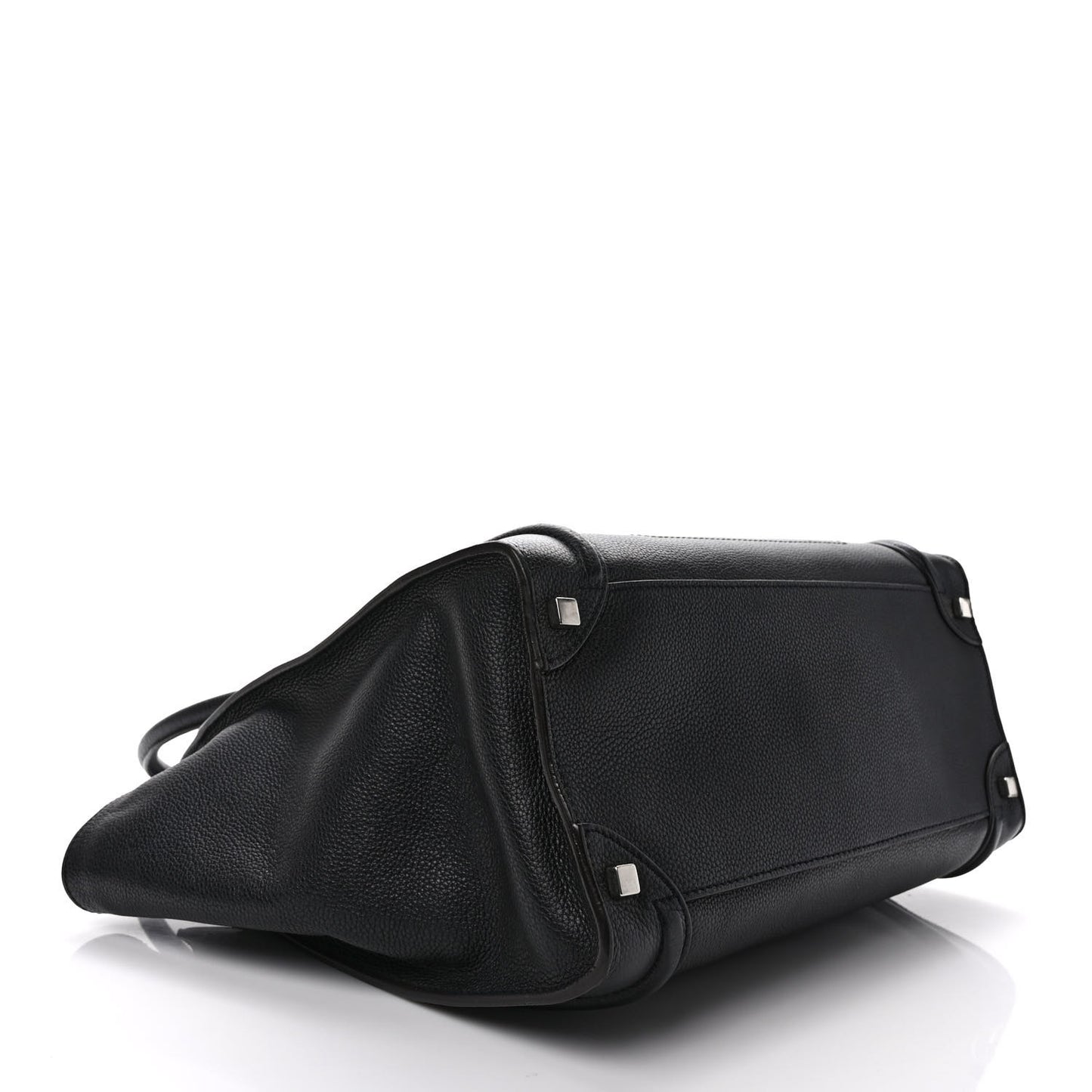 Drummed Calfskin Shoulder Luggage Black