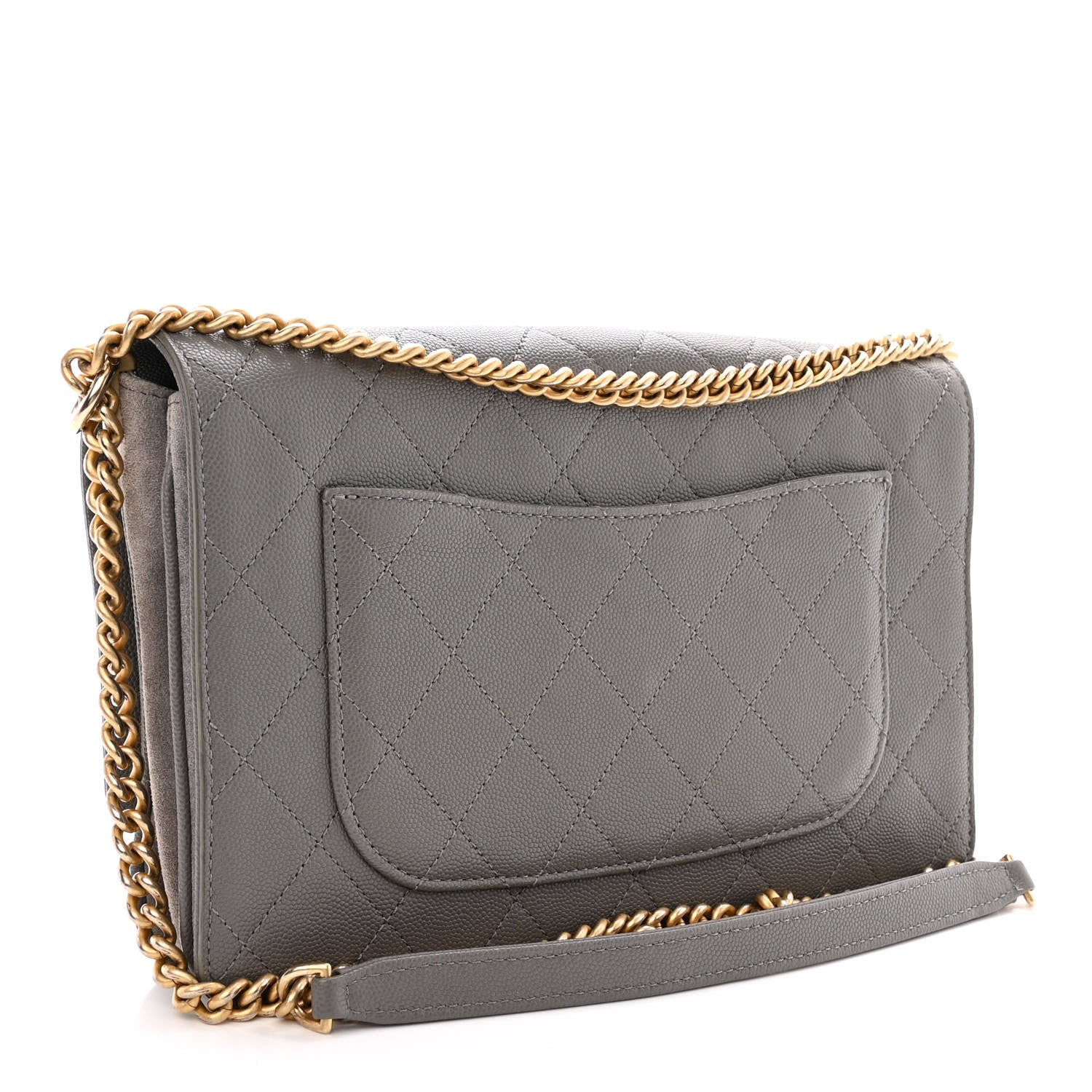 Chanel Caviar Suede Stitched Lady Coco Flap Grey 3 of 11