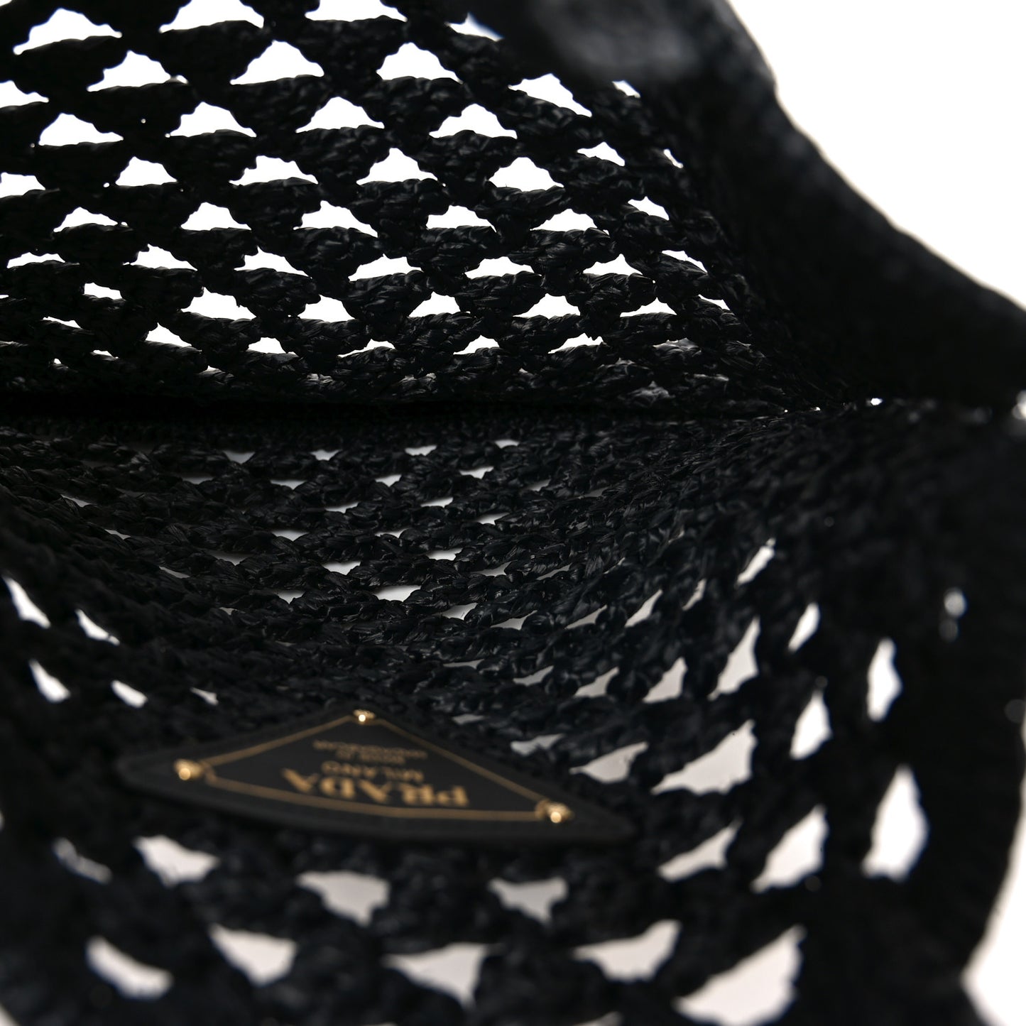 Yarn Raffia Effect Embroidered Logo Tote Black