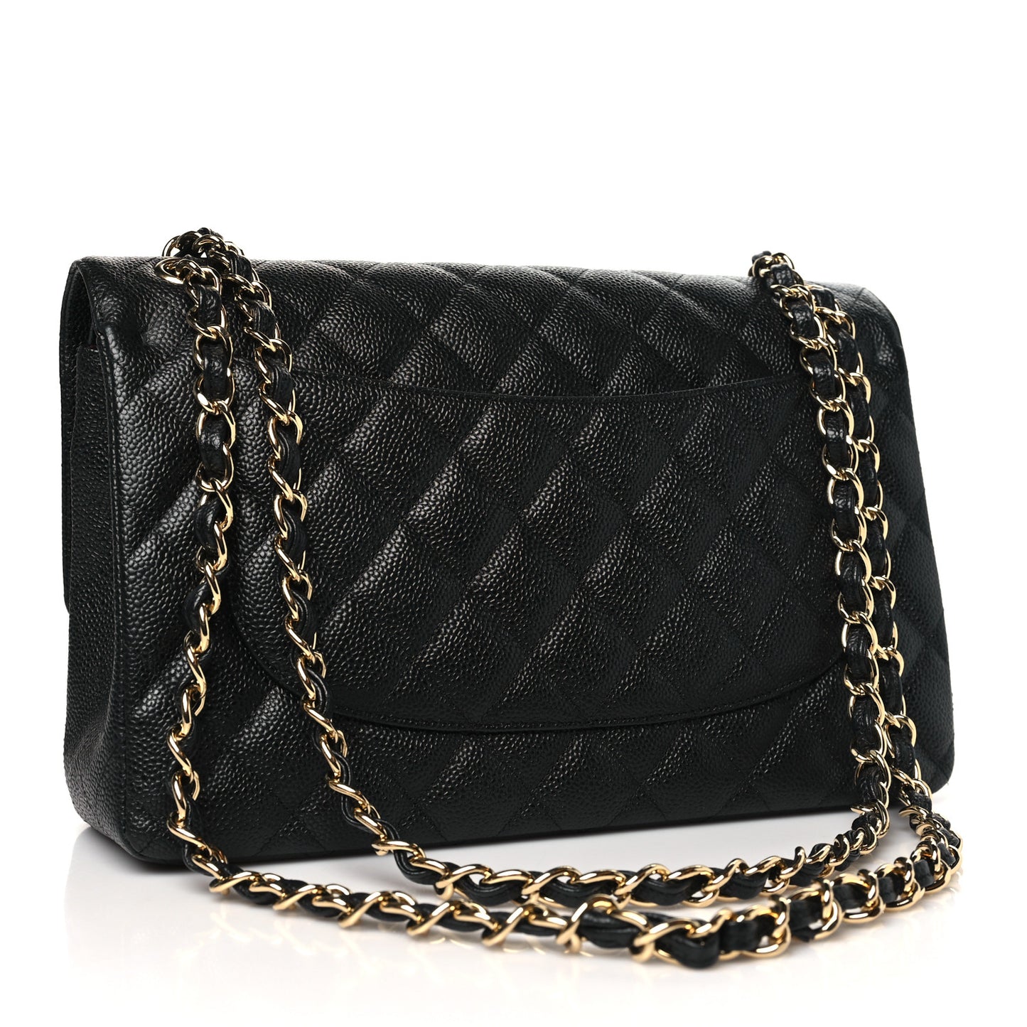 Caviar Quilted Jumbo Double Flap Black