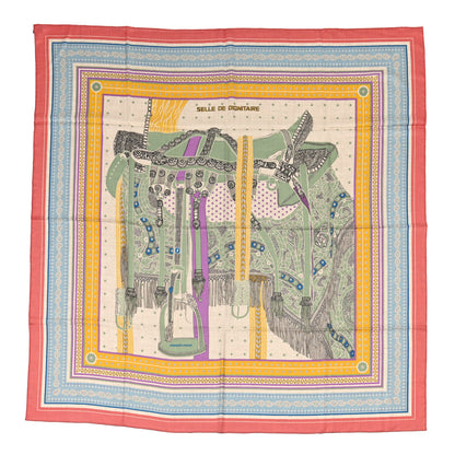 Hermes Cashmere Selle De Dignitaire Bandana Shawl 140 Vieux Rose Naturel 1 of 5