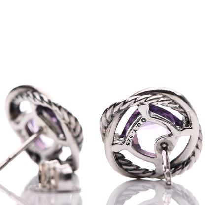 David Yurman Sterling Silver Amethyst 7mm Infinity Earrings 4 of 4