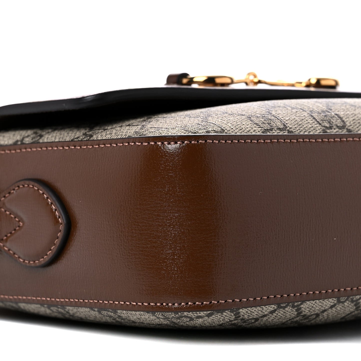 GG Supreme Monogram Small Horsebit 1955 Shoulder Bag Beige Brown Sugar