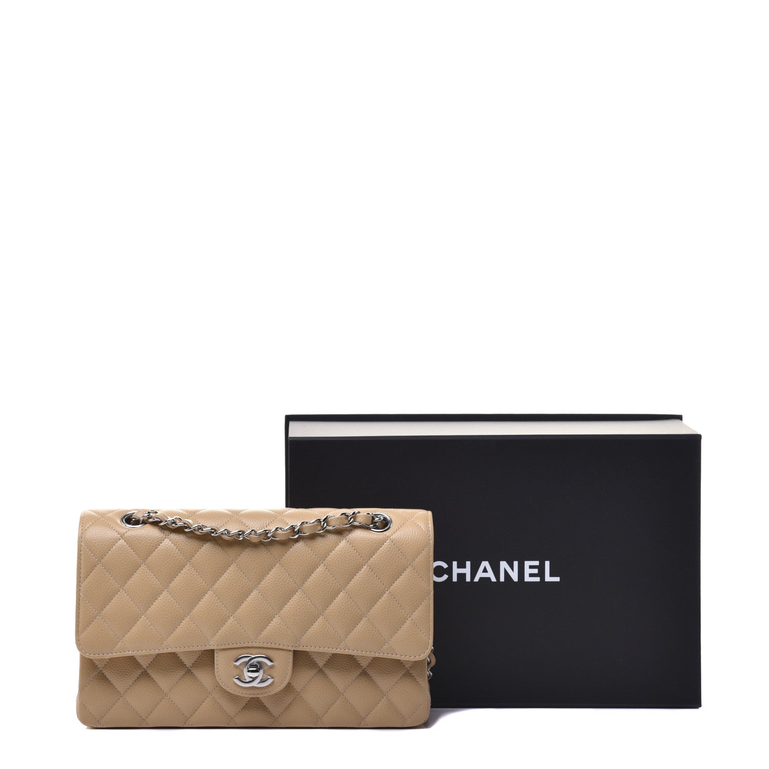 Chanel Caviar Quilted Medium Double Flap Beige Clair 9 of 9