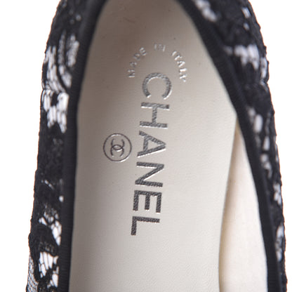 Chanel Lace Grosgrain Cap Toe CC Ballerina Flats 40.5 Black 9 of 16