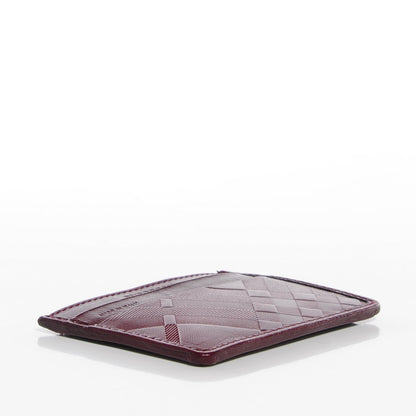 Burberry Check Embossed Leather Credit Card Case Dark Cherry 4 of 9