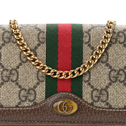 Gucci GG Supreme Monogram Web Ophidia Wallet On Chain Brown 8 of 10