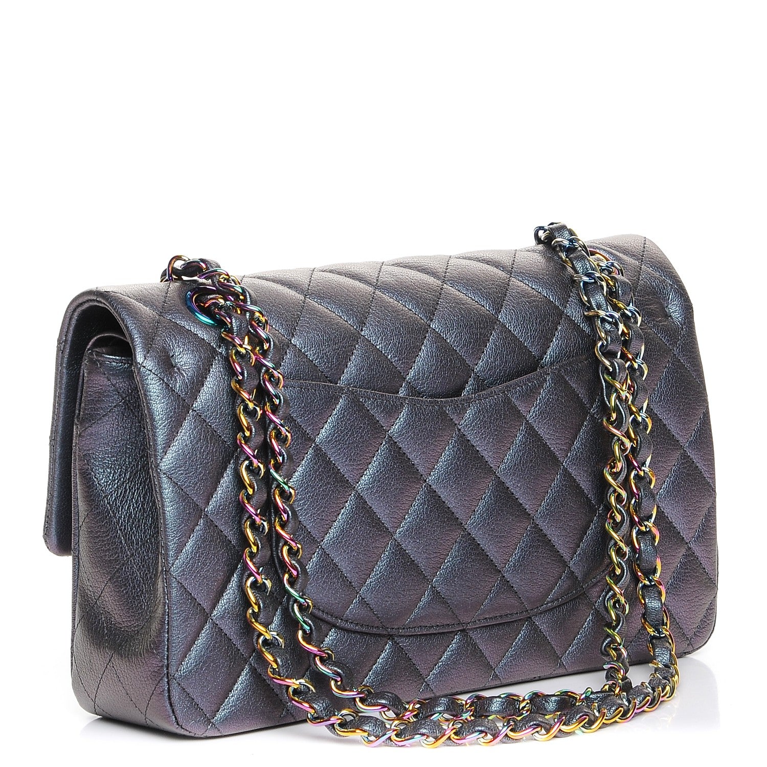 Chanel Iridescent Goatskin Quilted Medium Double Flap Purple 4 of 9