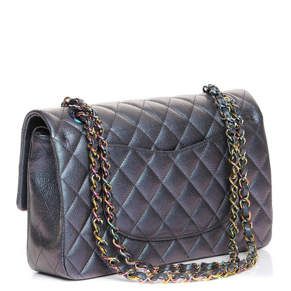Chanel Iridescent Goatskin Quilted Medium Double Flap Purple 4 of 9