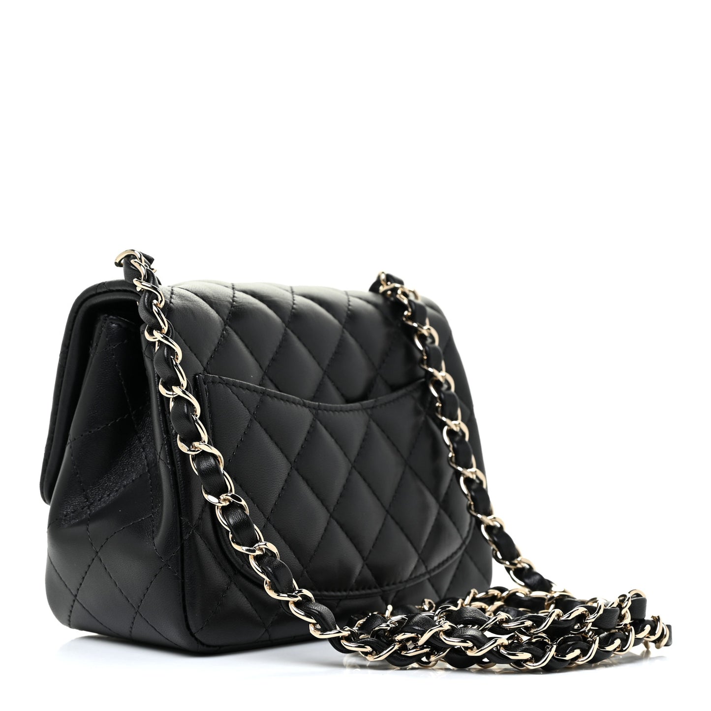Lambskin Quilted Mini Square Flap Black