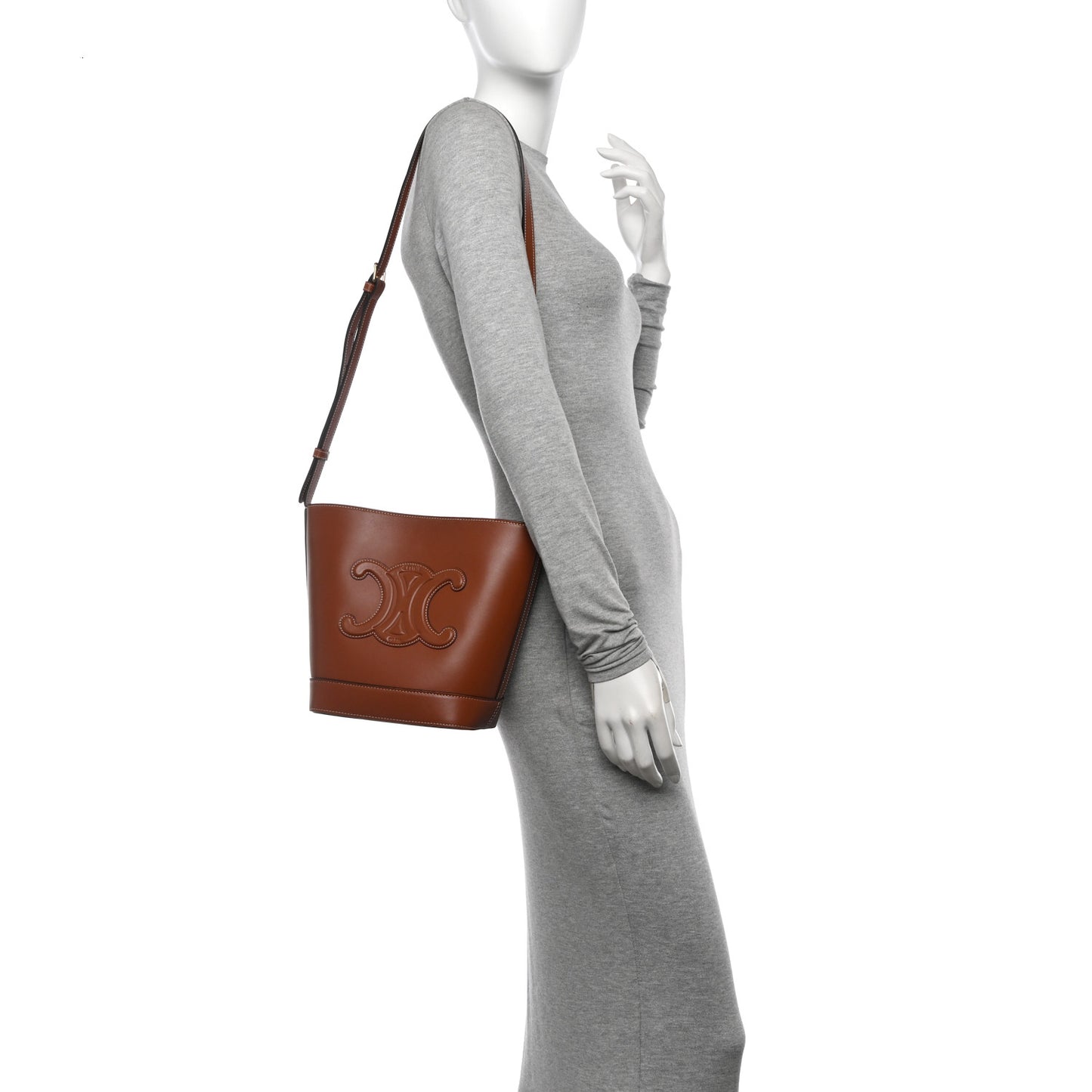 Smooth Calfskin Small Cuir Triomphe Bucket Bag Tan