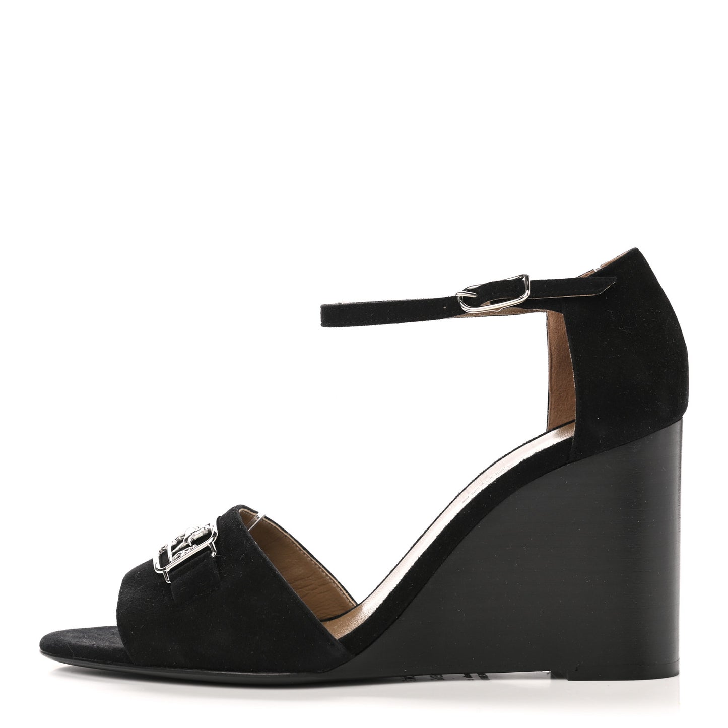Velvet Goatskin Attelage Platform Sandal 39.5 Black