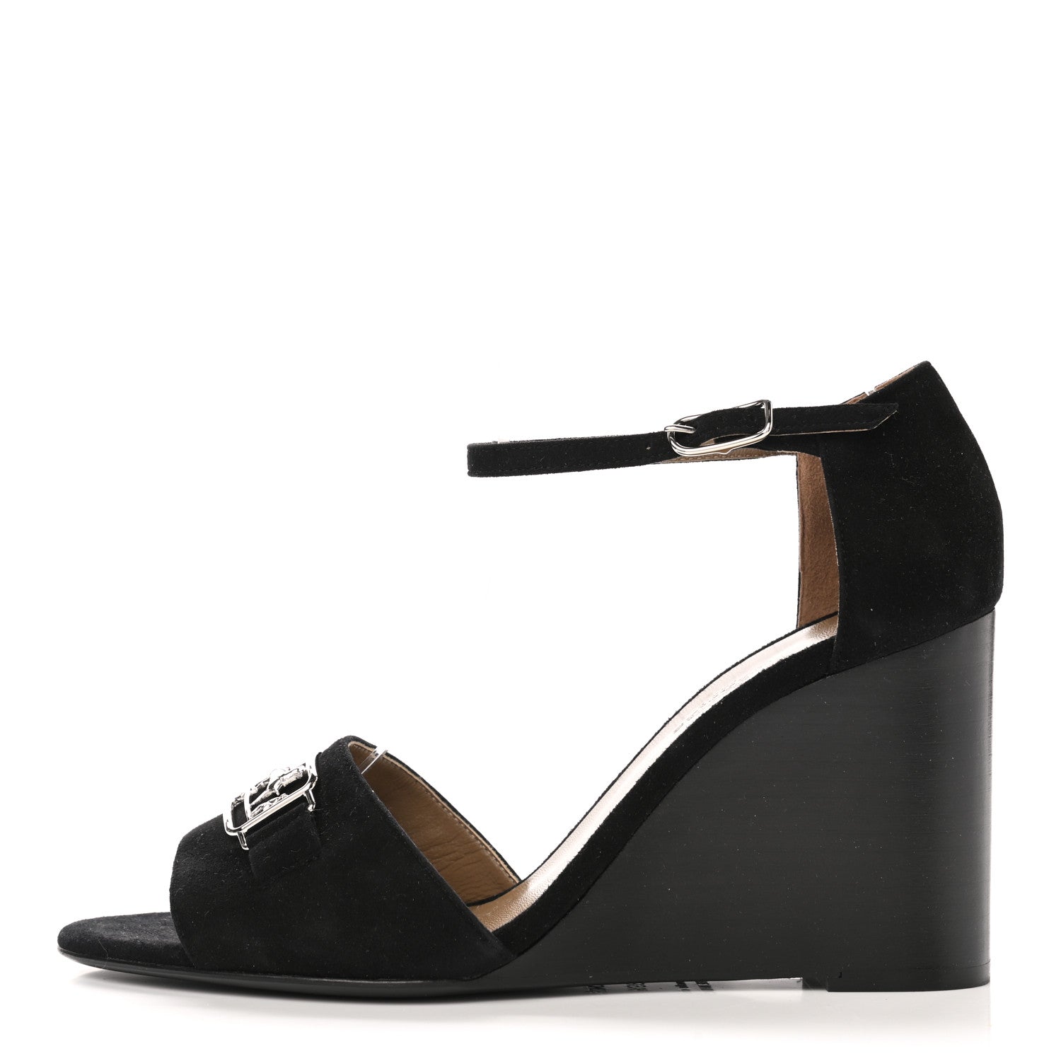 Hermes Velvet Goatskin Attelage Platform Sandal 39.5 Black 1 of 9