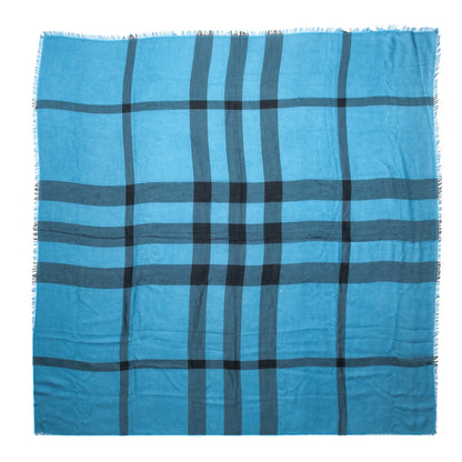 Burberry Modal Wool Check Square Scarf Blue 1 of 3